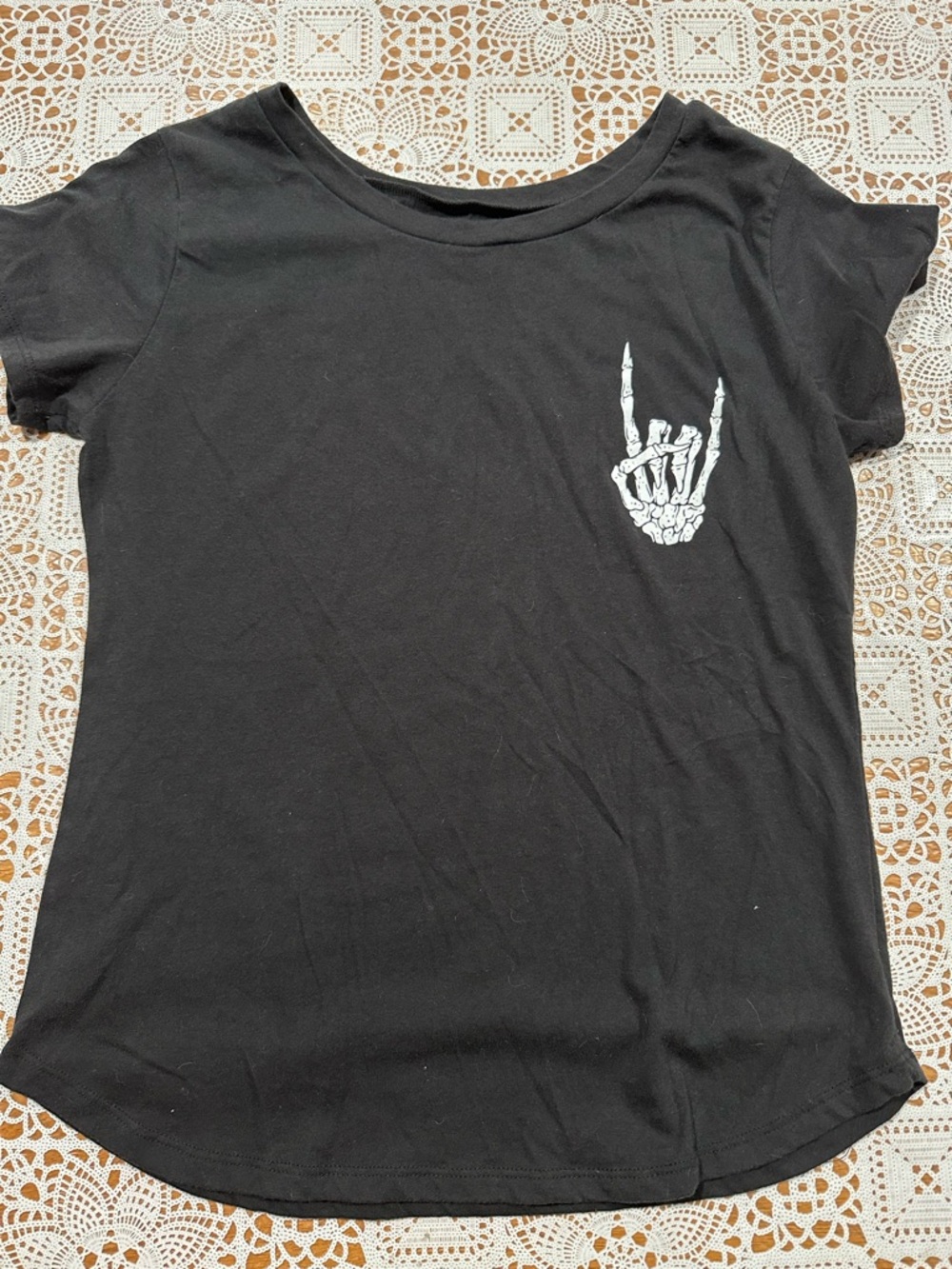 Adiva Black Crewneck Tee with White Care-Label Print